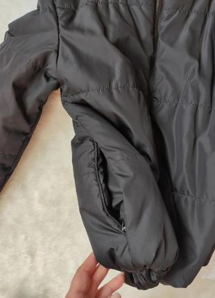 Черный короткий пуховик кроп куртка дутая обьемная на резинке деми под горло укороченная4 фото