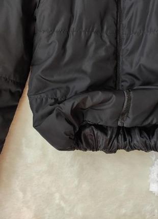 Черный короткий пуховик кроп куртка дутая обьемная на резинке деми под горло укороченная10 фото