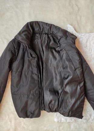 Черный короткий пуховик кроп куртка дутая обьемная на резинке деми под горло укороченная7 фото