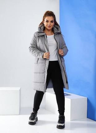 Тепла жіноча зимова молодіжна куртка пальто пуховик а579 сірого кольору мишачий сіре сіра 50 р4 фото