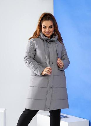 Тепла жіноча зимова молодіжна куртка пальто пуховик а579 сірого кольору мишачий сіре сіра 50 р2 фото