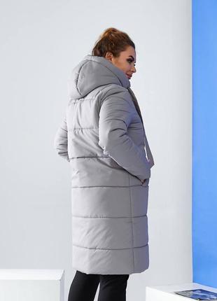 Тепла жіноча зимова молодіжна куртка пальто пуховик а579 сірого кольору мишачий сіре сіра 50 р5 фото