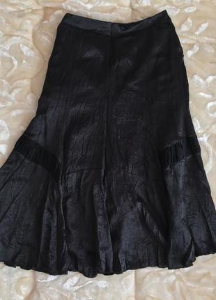 Базовая юбка миди с элементами плиссе в чёрном цвете размер л- хл2 фото