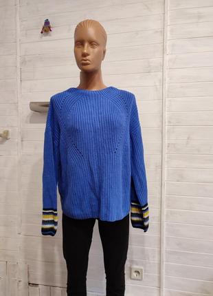 Теплый свитер,реглан грубой вязки xl-4xl из акрила и хлопка1 фото