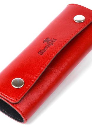 Стильна жіноча шкіряна ключниця shvigel 16530 червоний1 фото