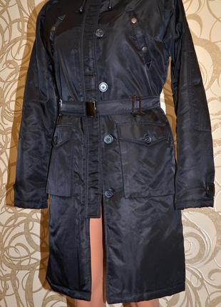 Теплый женский черный плащ - пальто италия4 фото