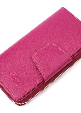 Яскравий місткий вертикальний жіночий гаманець із натуральної шкіри karya 21160 фіолетовий