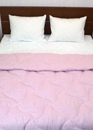 Одеяло конопляное, зимнее, покрытие лён розовый1 фото