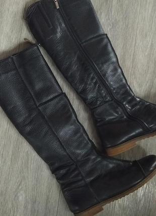 Кожаные высокие сапоги, черные ботфорты4 фото