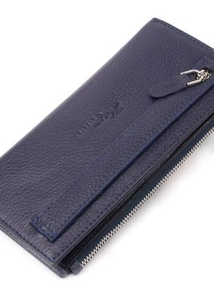 Надійний складаний гаманець із натуральної шкіри karya 21130 синій