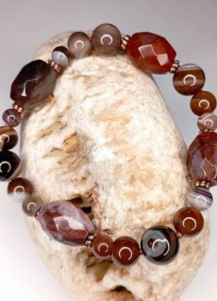 Браслет "впевненість та рішучість" агат, халцедон, агат ботсвана