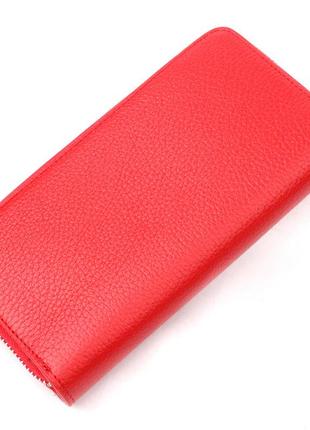 Яркий вертикальный женский кошелек из натуральной кожи karya 21161 красный2 фото