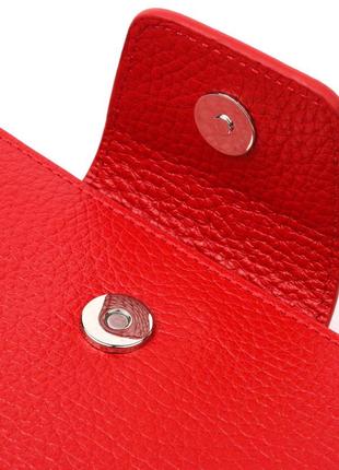 Яркий вертикальный женский кошелек из натуральной кожи karya 21161 красный3 фото