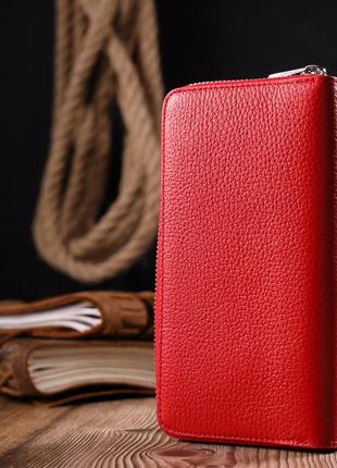 Яркий вертикальный женский кошелек из натуральной кожи karya 21161 красный8 фото