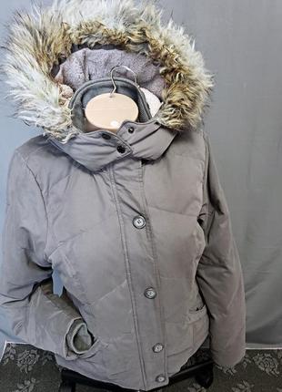 Пуховик куртка зимняя на пуху с капюшоном fat face down jacket uk14 original4 фото