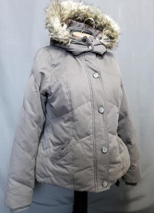 Пуховик куртка зимняя на пуху с капюшоном fat face down jacket uk14 original7 фото