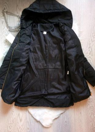 Черная деми куртка пуховик накладными карманами пальто теплое короткая длинная зимняя8 фото