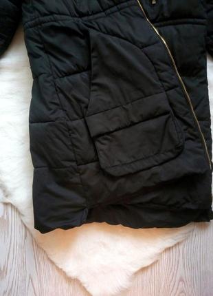 Черная деми куртка пуховик накладными карманами пальто теплое короткая длинная зимняя6 фото
