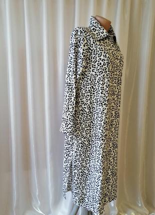 Стильное платье - рубашка с поясом принт леопард стильна сукня - сорочка з поясом принт леопард5 фото