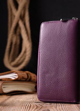 Яркий женский кошелек из натуральной кожи karya 21155 фиолетовый8 фото