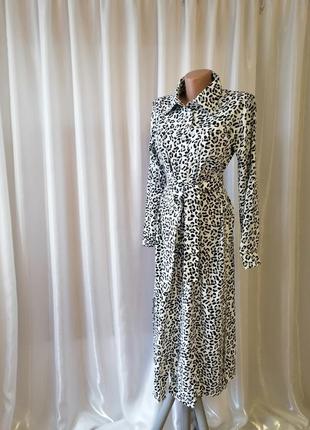 Стильное платье - рубашка с поясом принт леопард стильна сукня - сорочка з поясом принт леопард8 фото