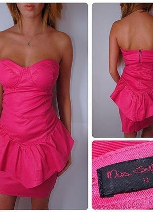 Ярко розовое платье 👗 бюстье1 фото