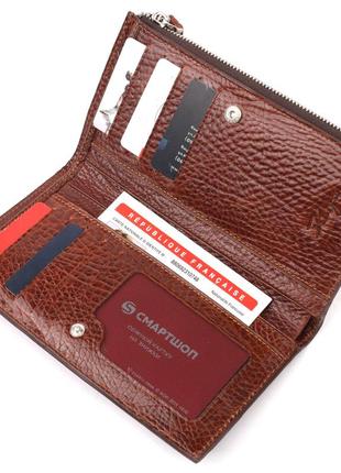 Цікавий складаний гаманець із натуральної шкіри karya 21131 коричневий4 фото