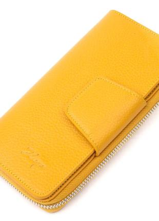 Місткий жіночий гаманець із натуральної шкіри karya 21150 жовтий