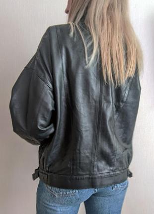 Кожаня черная куртка бомбер , косуха натуральная кожа4 фото