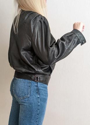 Кожаня черная куртка бомбер , косуха натуральная кожа6 фото