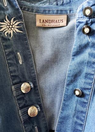 Винтажная джинсовая традиционная немецкая рубашка боварский, тирольский trachten, oktoberfest стиль 
бренд landhaus р 22 uk1 фото