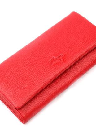 Интересный вместительный женский кошелек из натуральной кожи karya 21178 красный