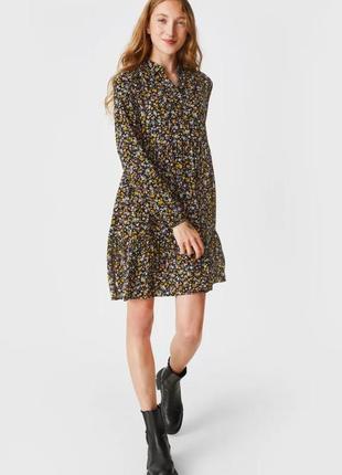 Плаття у квіточку, розмір євро 40, колір чорний