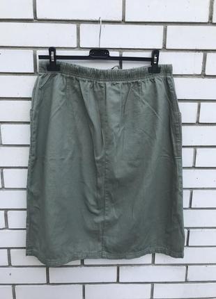 Новая,зелёная-оливковая юбка в стиле кэжуал, хлопок 100%,большой размер3 фото