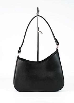 Черная женская сумка клатч багет на одно плечо молодежная маленькая наплечная сумочка с ручкой1 фото