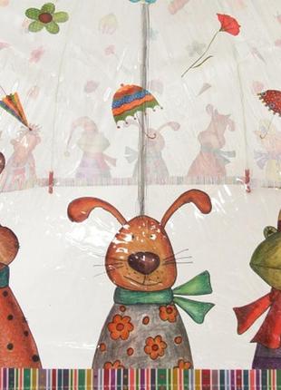 Дитячий прозорий парасолька zest веселі звірі ( механіка ) арт. 51510-206 фото