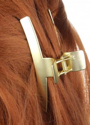 Краб для волос металлический золото матовый 10см2 фото