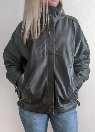 Кожаня черная куртка бомбер, косуха натуральная кожа1 фото