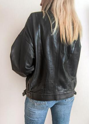 Кожаня черная куртка бомбер, косуха натуральная кожа4 фото