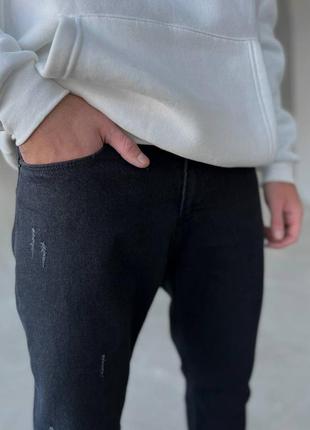 Топові чоловічі джинси refular fit в чорному кольорі 100% коттон5 фото