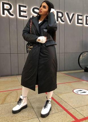 Стильные теплий (тинсулейт) пуховик prada