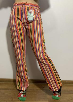 Easy стильные джинсы в полоску хиппи