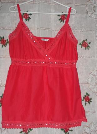 Супер майка красного цвета"papaya"р.16,100%коттон.