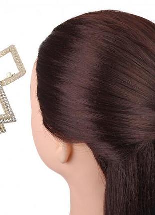 Краб для волос металлический с камнями и жемчугом 7см