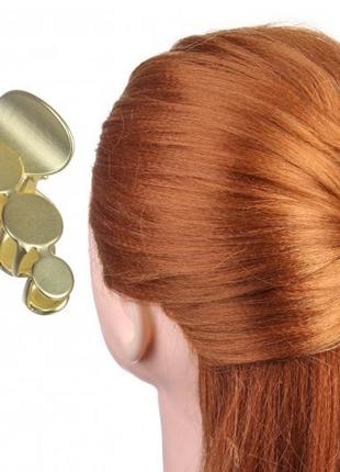 Краб для волос металлический золотистый матовый1 фото
