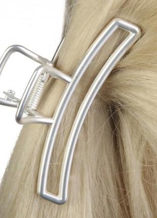 Краб для волос металлический серебристый1 фото