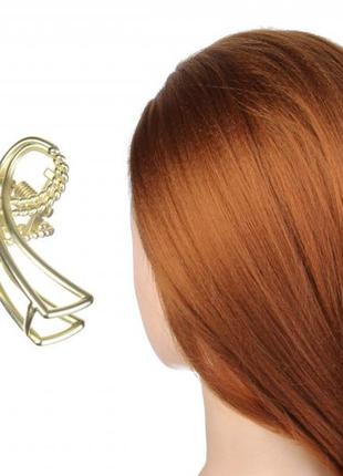 Краб для волос металлический 7,5 см золотистый матовый1 фото