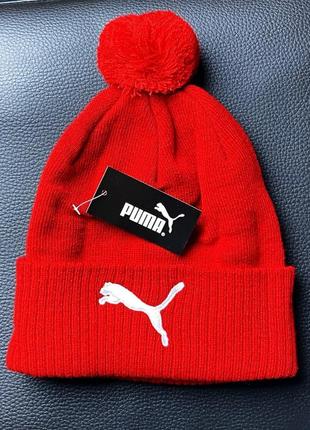 Шапка puma, мама буде задоволена, вуха у теплі та помпон2 фото