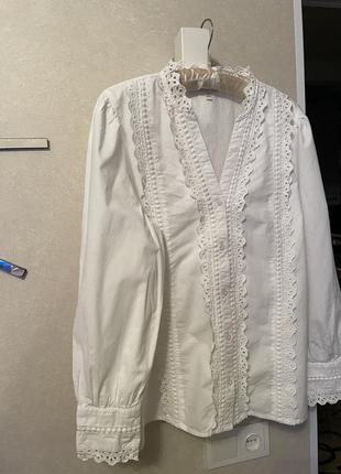 Біла сорочка з мереживом прошва вишивка вишиванка у стилі зара