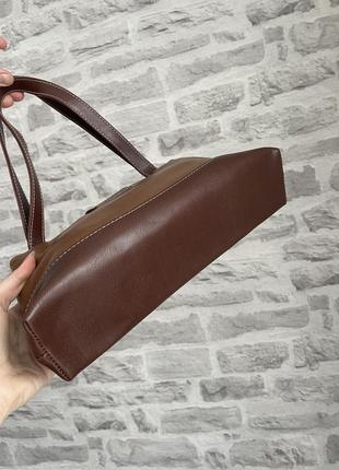 Трендовая коричневая сумка багет4 фото